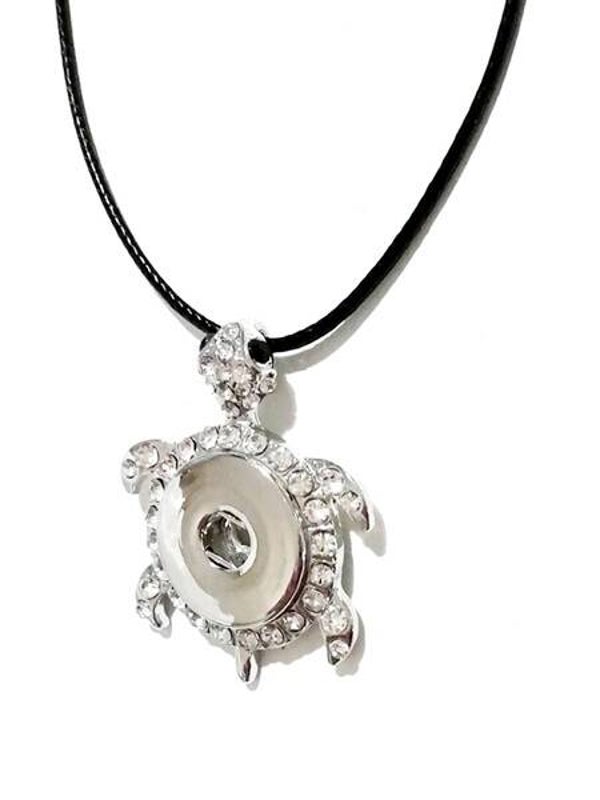collier pour pression pendentif tortue strass