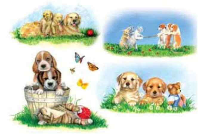 papier de riz - chiots - 35X50