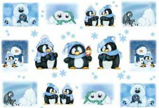 papier de riz - petits pingouins -35X50