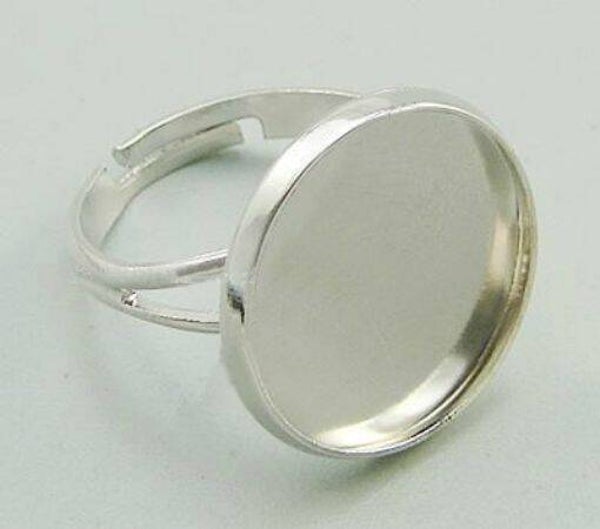 5 supports de bagues réglables pour cabochon 18 mm
