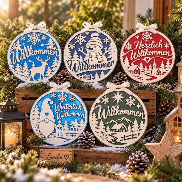 Winter-Türschild 30 cm – 5 Motive & Wunschfarbe