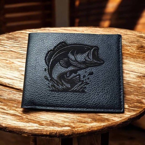 Laser engraved leather wallets