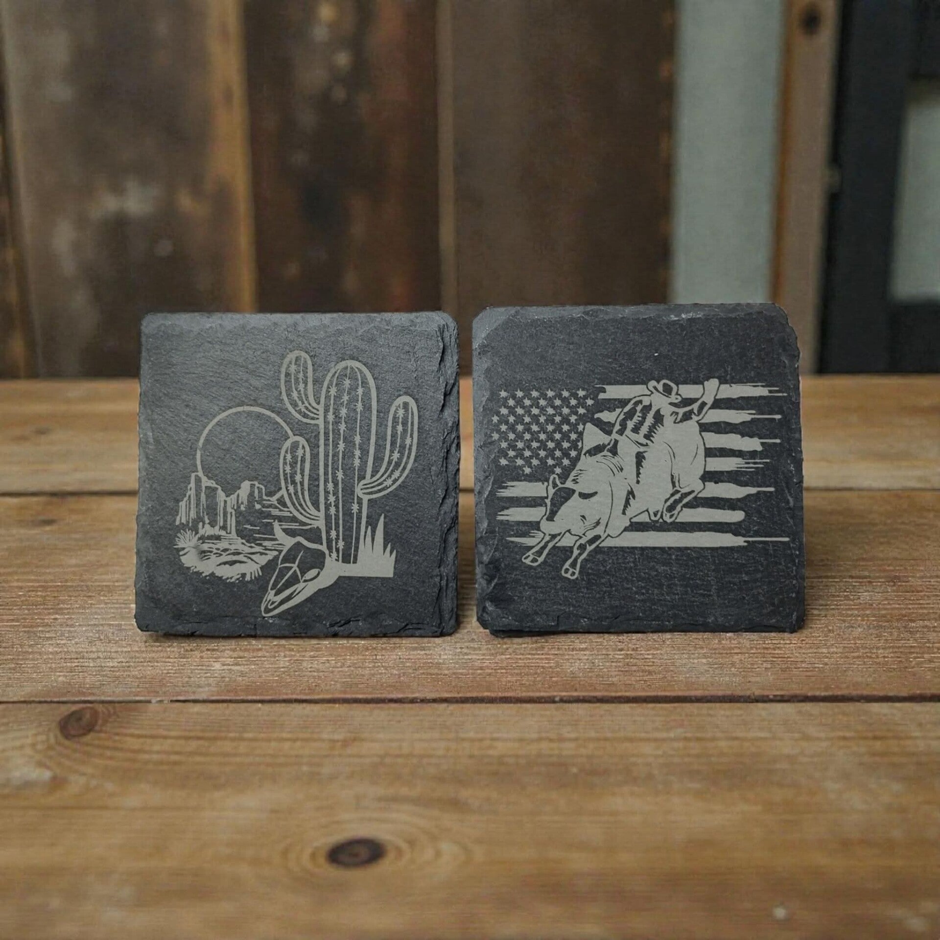 Custom engraved slate coasters