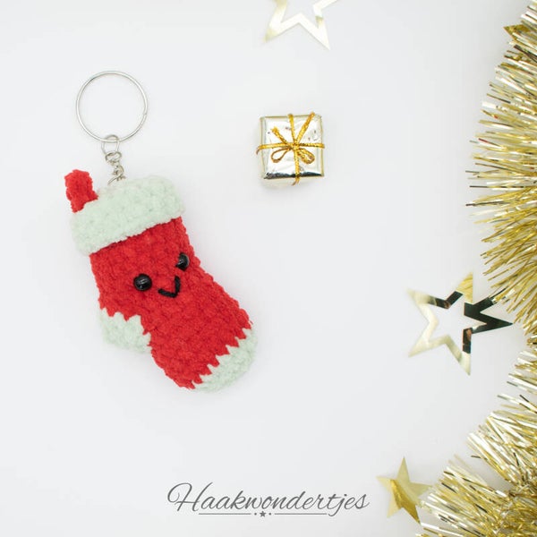 Mini kerstsok sleutelhanger - op voorraad