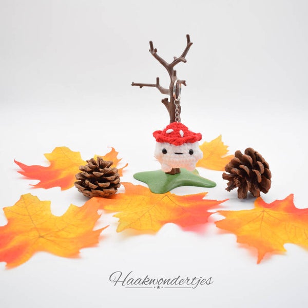 Paddenstoel spring buddy sleutelhanger - op bestelling