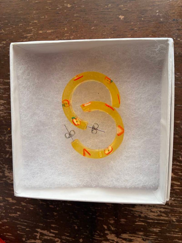yellow small hoops