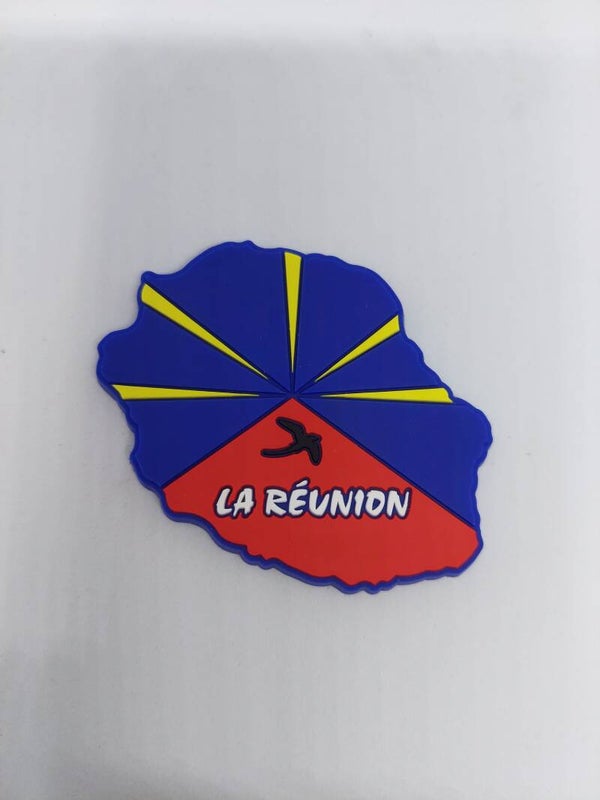 Magnet carte de la Réunion motif drapeau