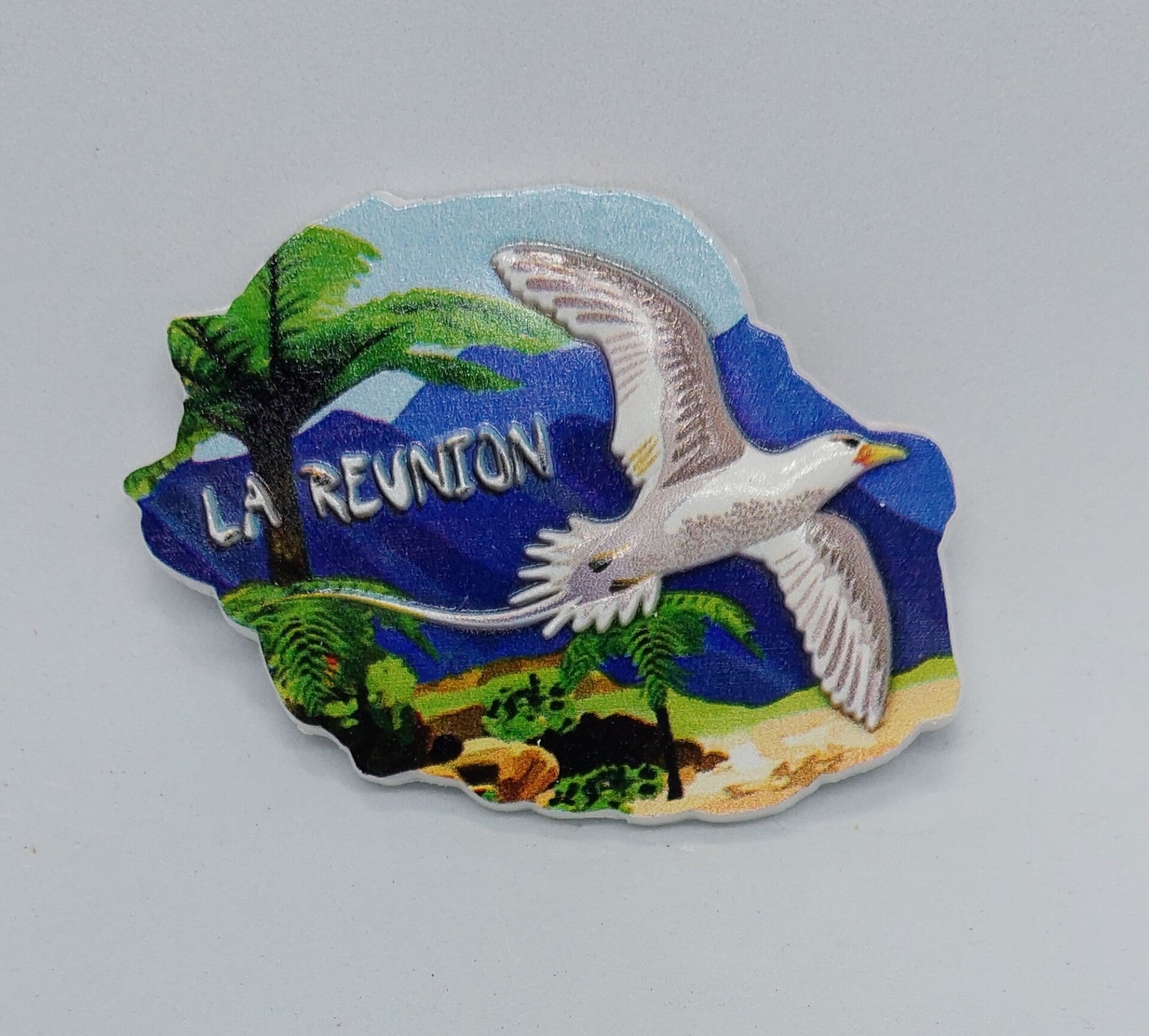 Magnet carte de la Réunion paille en queue