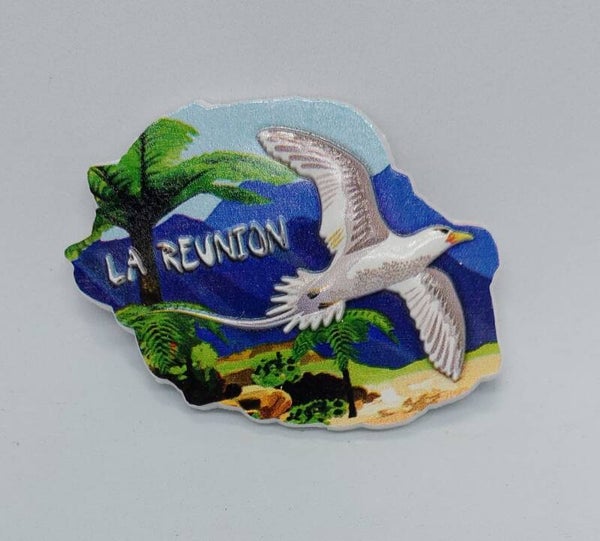 Magnet carte de la Réunion paille en queue