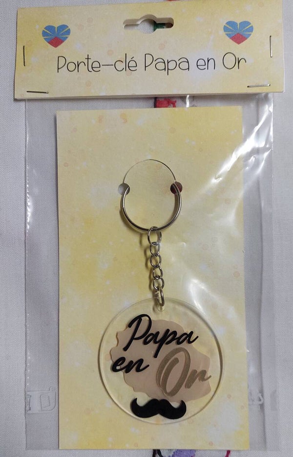 Porte-clé Papa en Or
