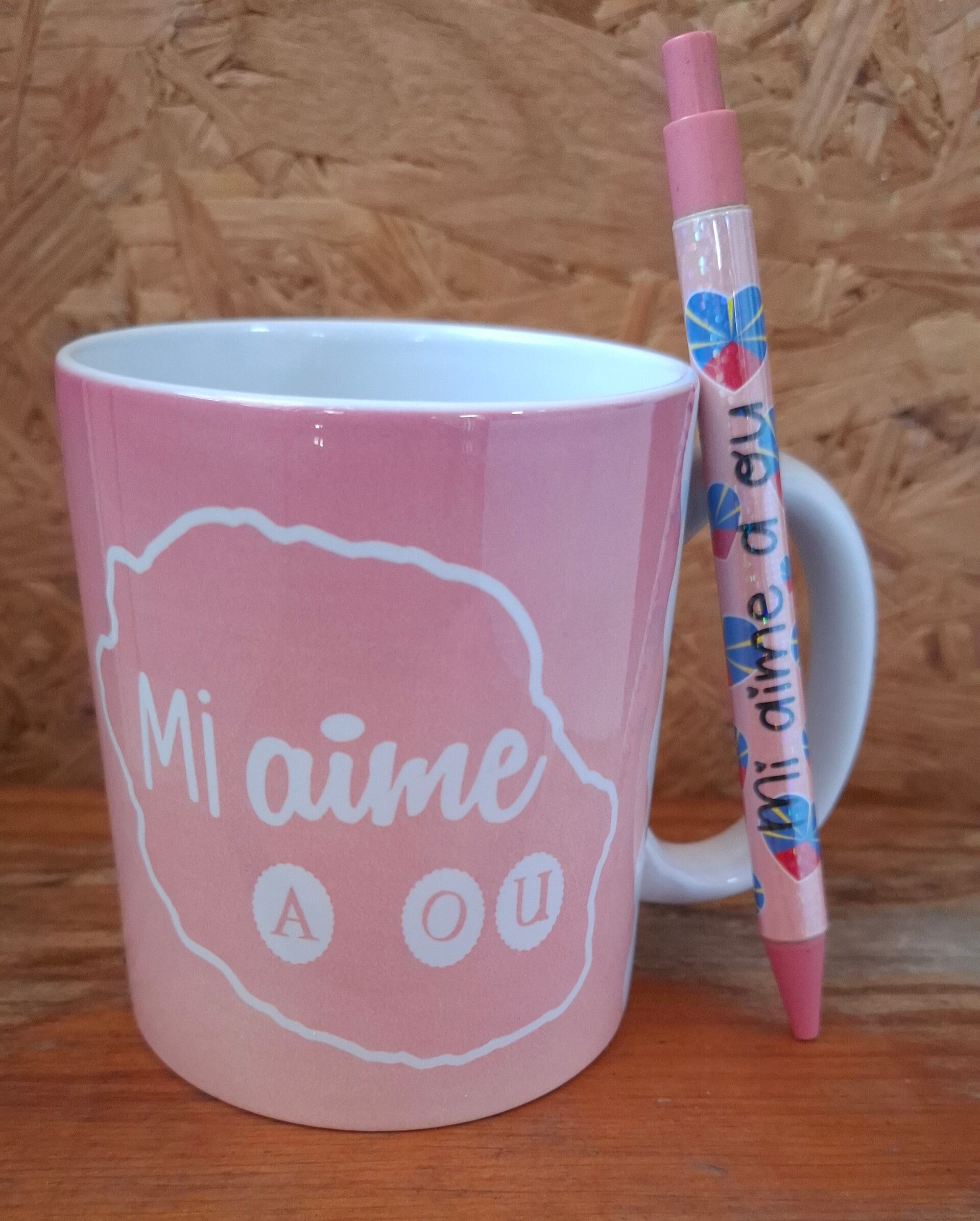 Mug "Mi aime a ou" + stylo