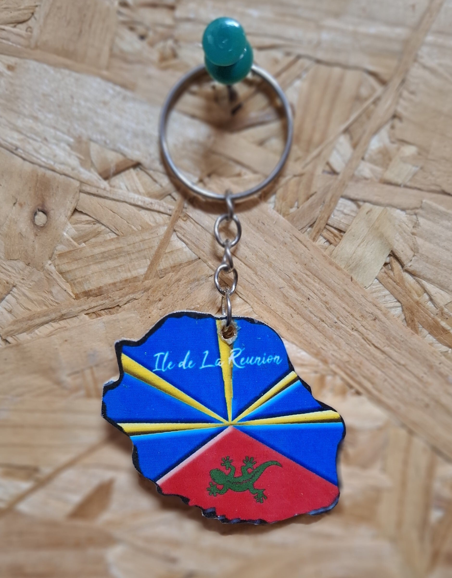 Porte-clé bois carte de la Réunion