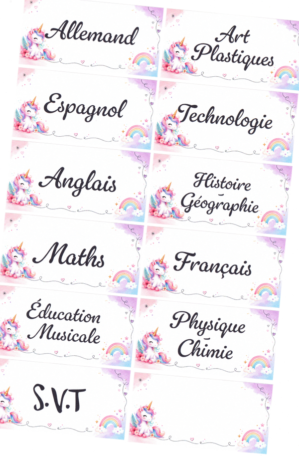 Étiquettes matières