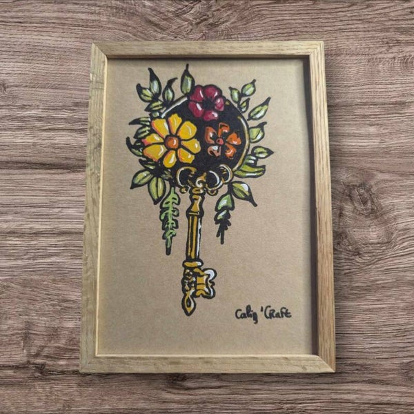 Peinture : Clé fleurie