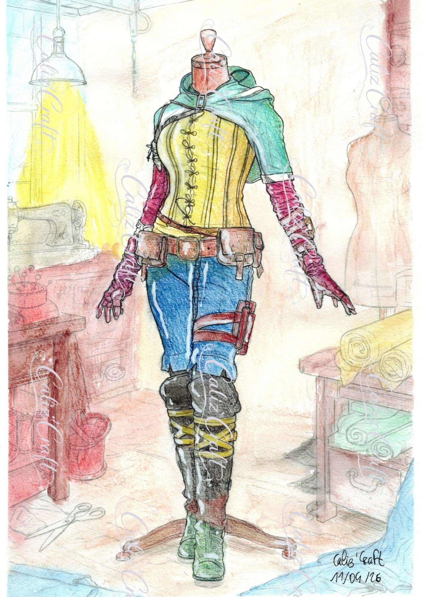 ✨ Print A4 – Tenue de Triss Merigold dans l’atelier de couturee couture