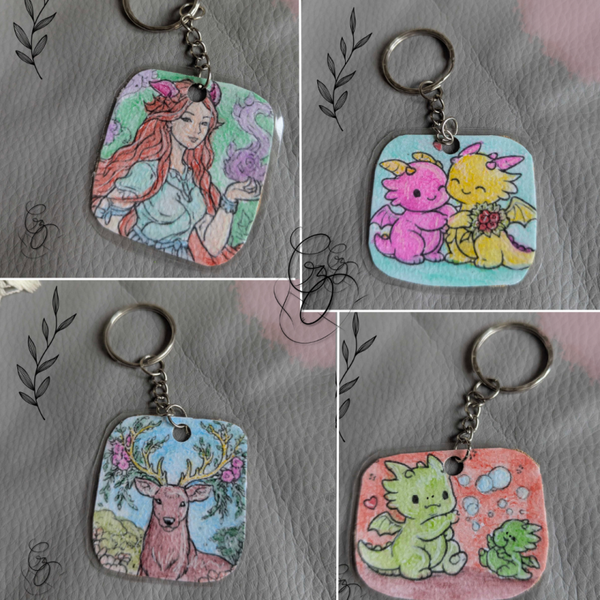 ✨ Porte-clé illustré – Univers fantasy