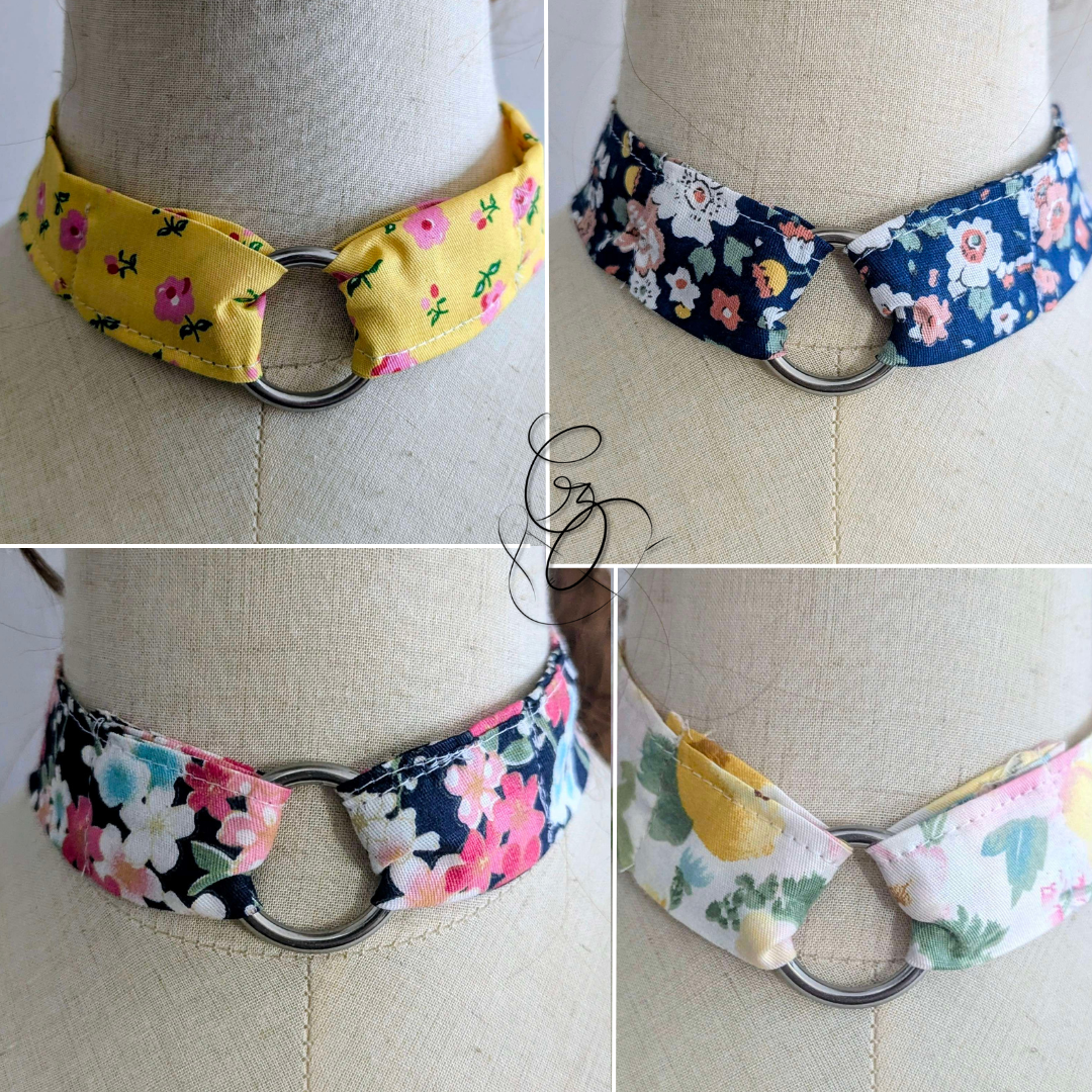 🌸 Choker en tissu fleuri – Collier ras du cou fait main