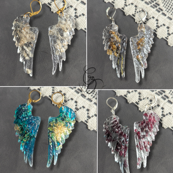 🕊️ Boucles d’oreilles ailes d’ange en résine