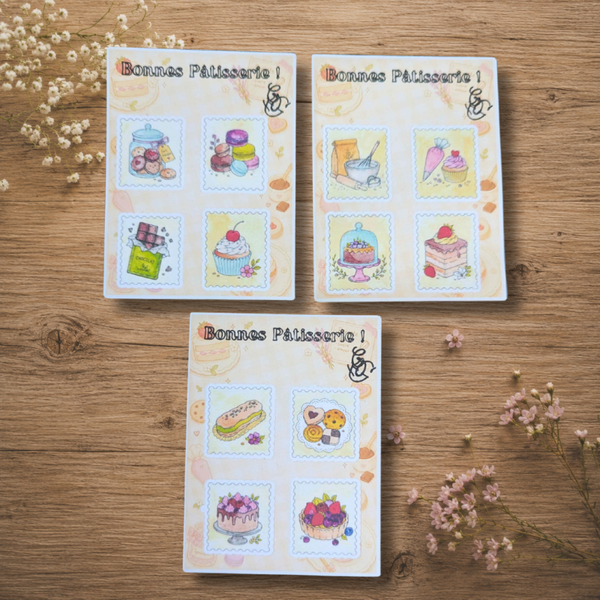Planche de stickers “Bonnes Pâtisseries” – Gourmandises à l’aquarelle 🍰🧁
