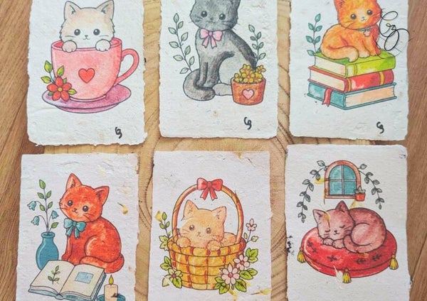 Mini print aquarelle – Collection « Chats Cozy »