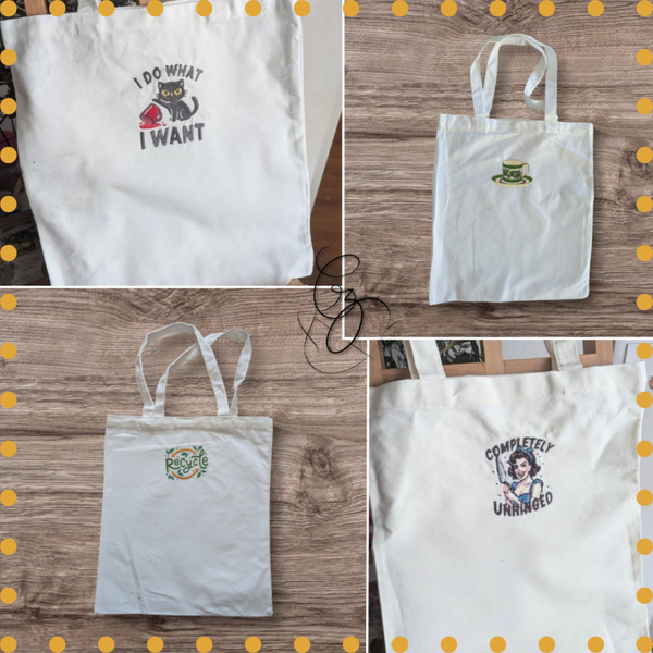 ✨🧵 Tote bag brodé – Motifs variés & inspirations créatives
