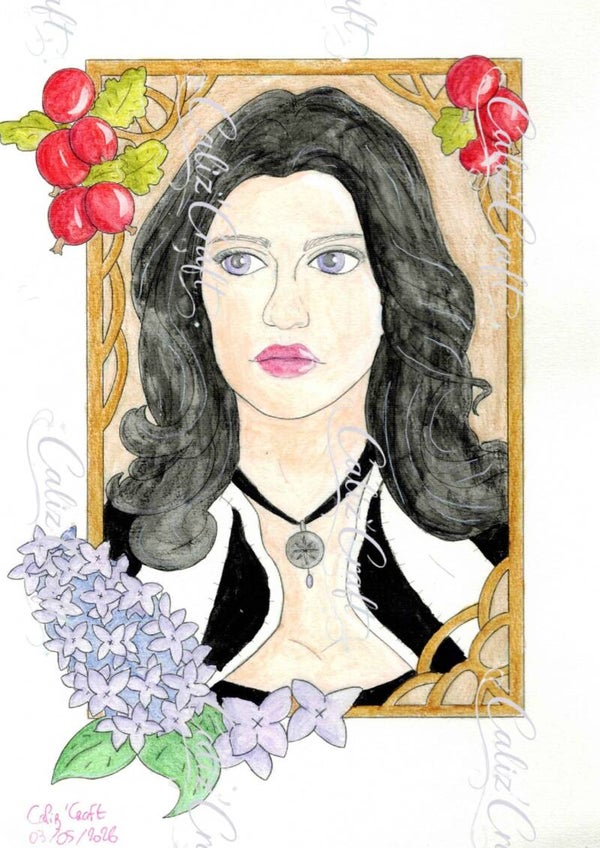 ✨  🔮 Aquarelle – Sorcière aux lilas (inspirée de Yennefer)