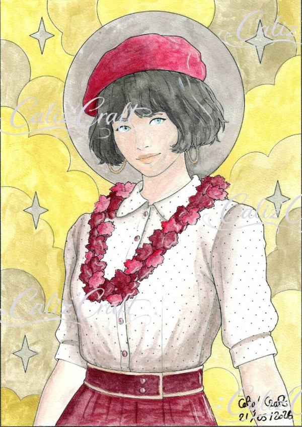 Print aquarelle – « La Muse Écarlate »