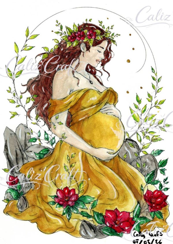 Print aquarelle – « Dame Nature Enceinte »