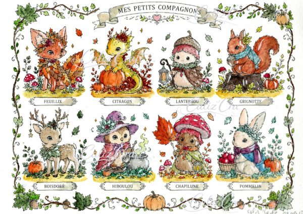 Print aquarelle – « Mes petits compagnons »