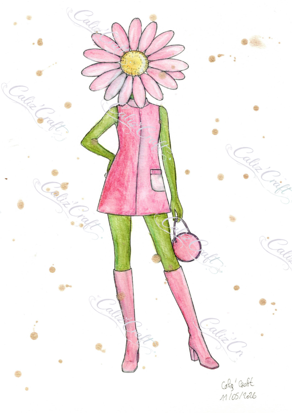 🌸 Print A4 – Marguerite pop rétro