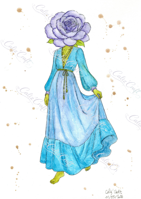💜 Print A4 – Rose violette onirique