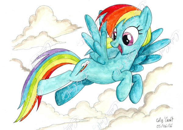 Print aquarelle – « La Pégase Arc-en-ciel »