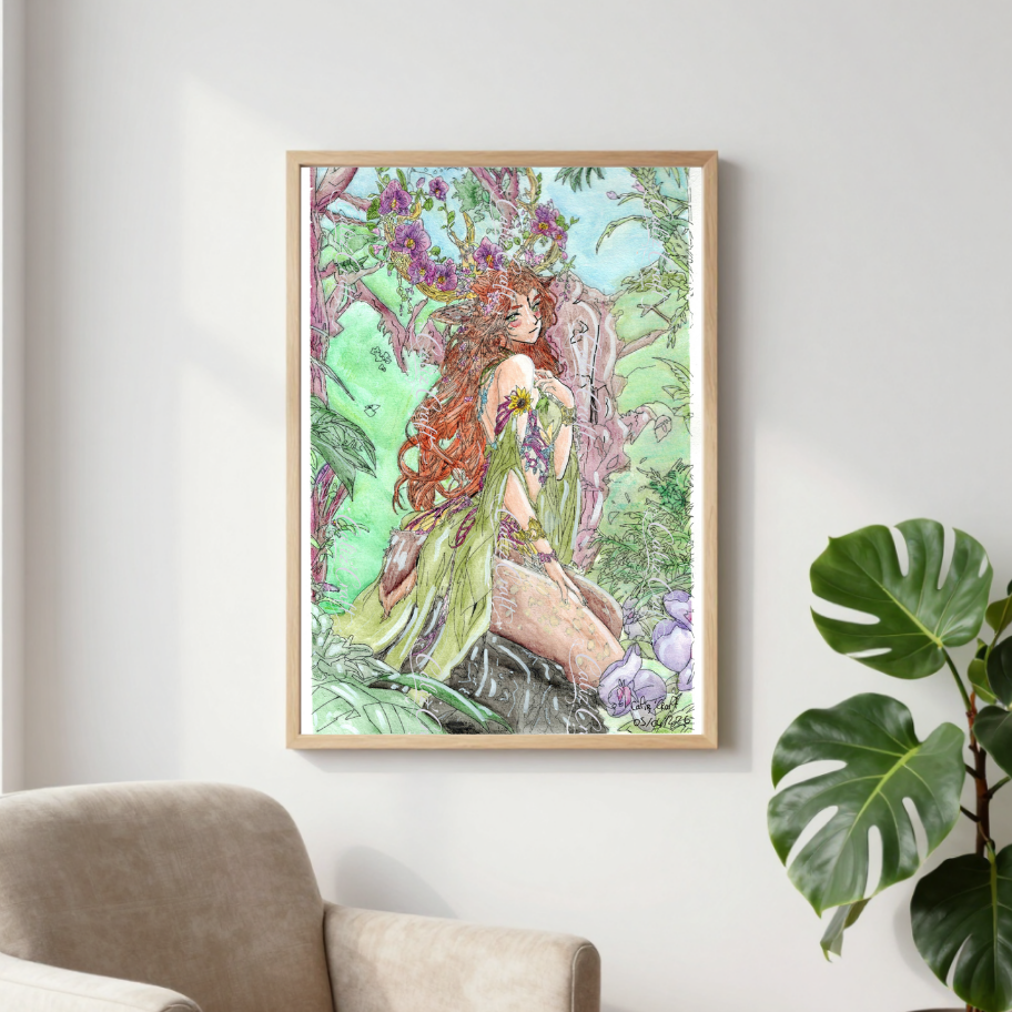 🎨 Fiche produit – Print aquarelle (dryade – univers fantasy)