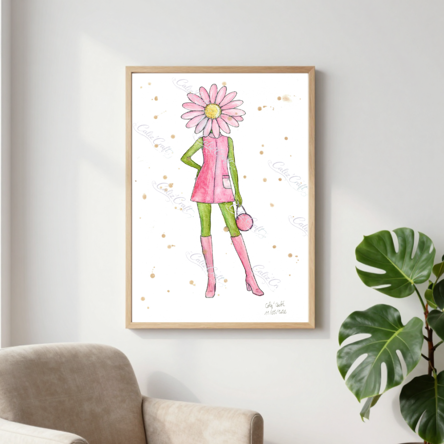 🌸 Print A4 – Marguerite pop rétro