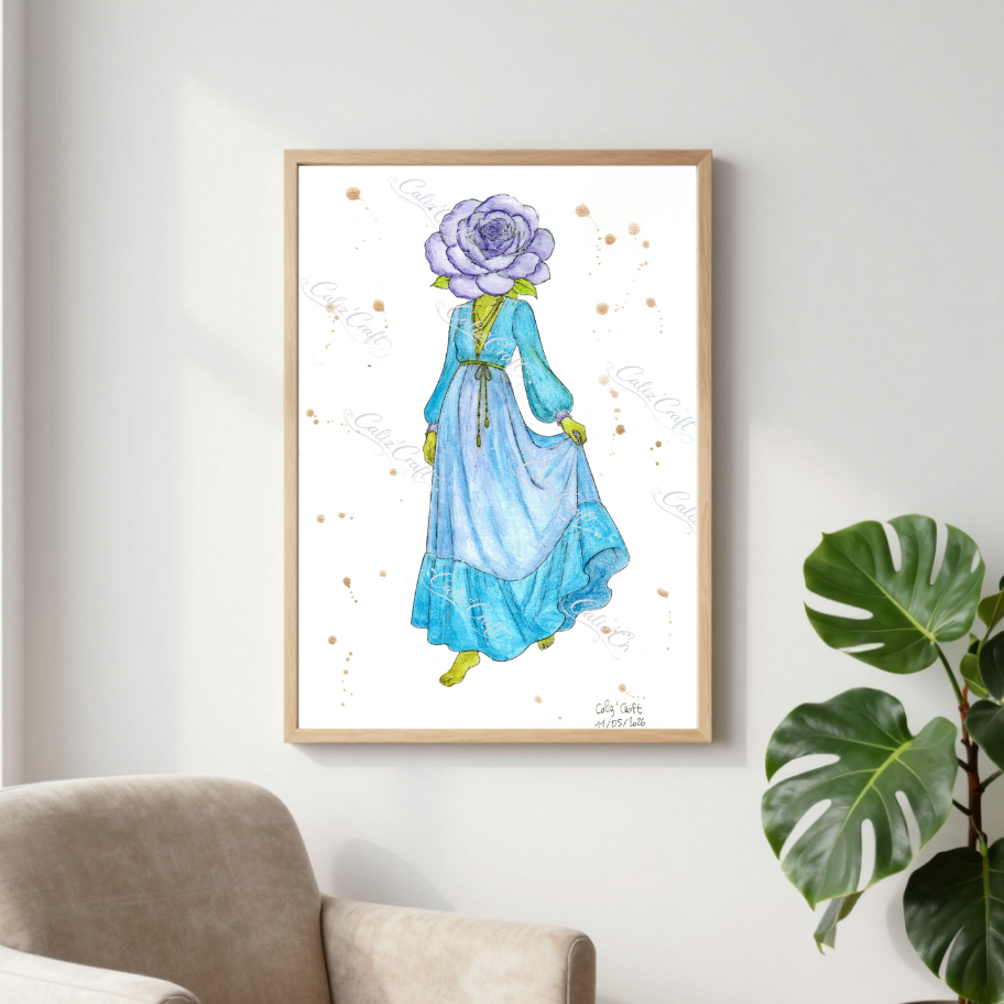 💜 Print A4 – Rose violette onirique