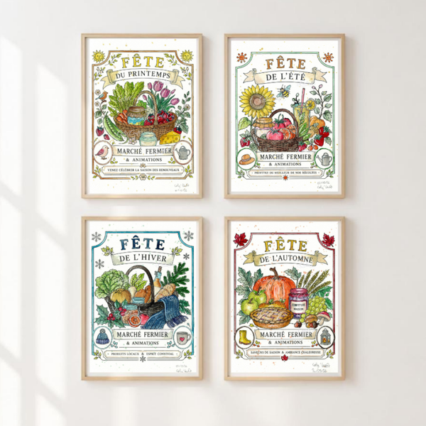 Collection « Les 4 saisons au marché fermier » — Lot de 4 prints