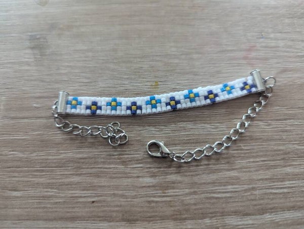 Bracelet Miyuki "Fleurs bleues"