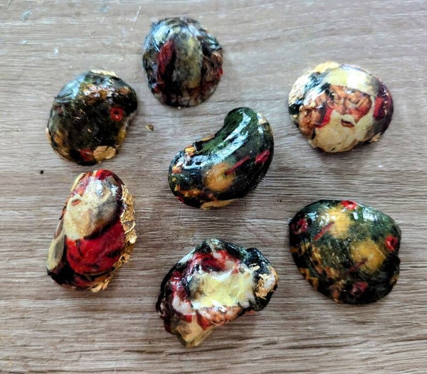 Coquillages décorés "Noël" lot 1