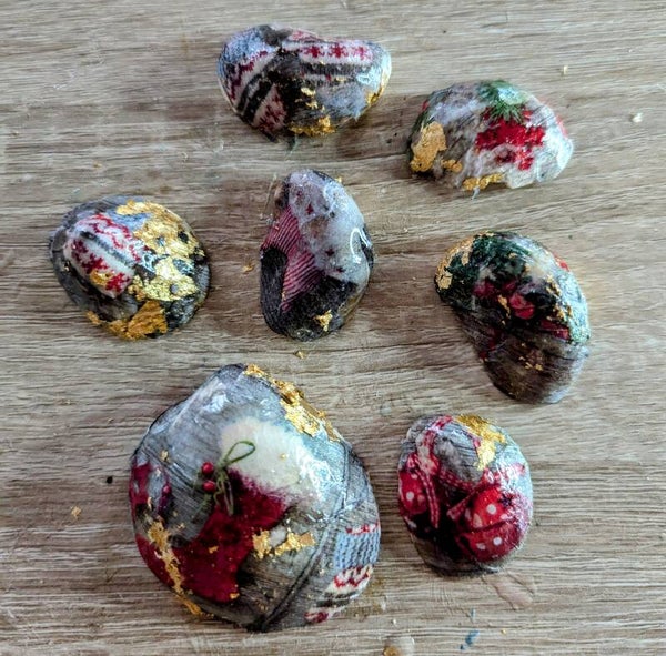 Coquillages décorés "Noël" lot 2