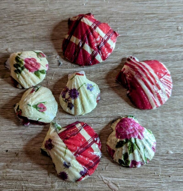 Coquillages décorés "Pique nique de printemps"