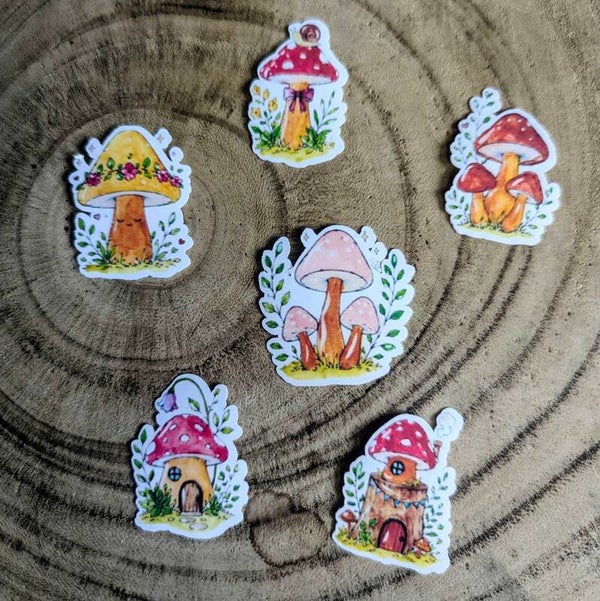 🍄 Stickers Champignons Magiques – Aquarelles originales