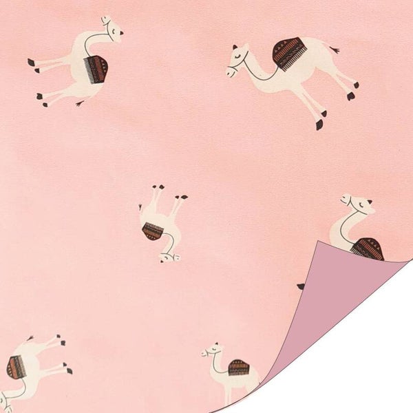 Roze cadeaupapier met kamelen – 30 cm x 3 m