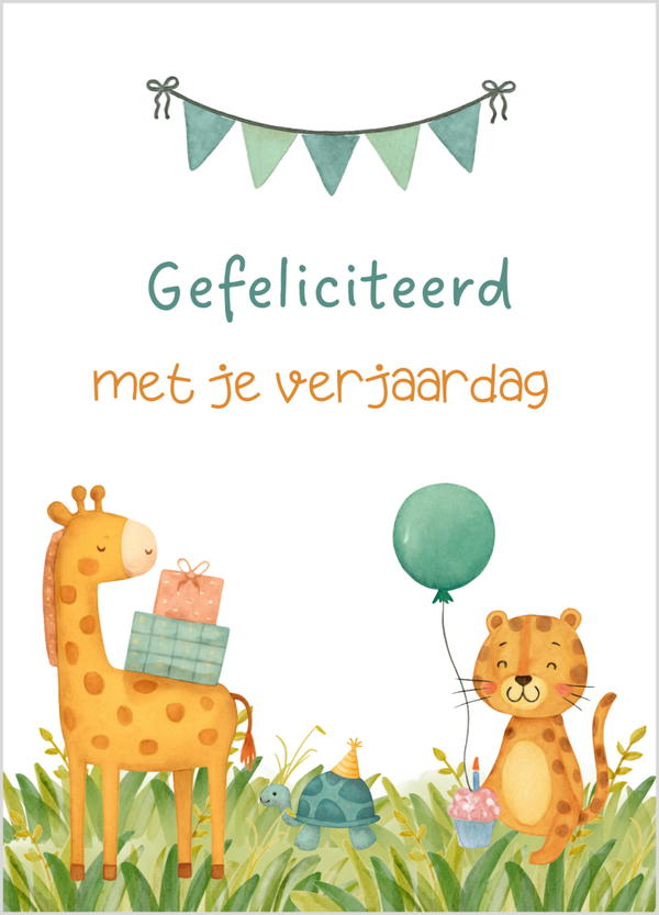 Wenskaart giraffe en tijger