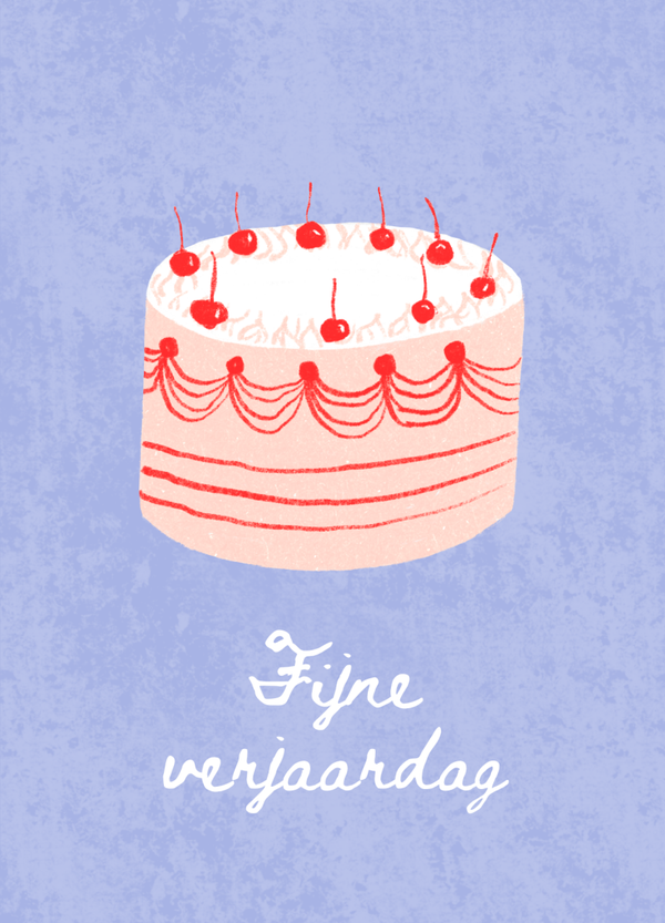 Wenskaart fijne verjaardag taart