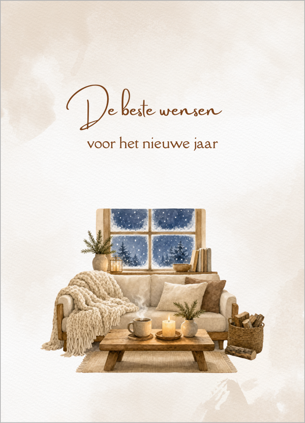 Wenskaart de beste wensen- beige bank