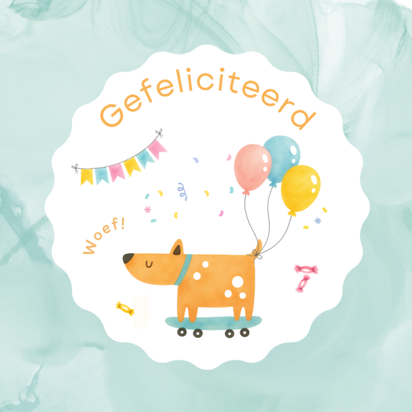 Dubbele wenskaart - Kinderkaart gefeliciteerd hond