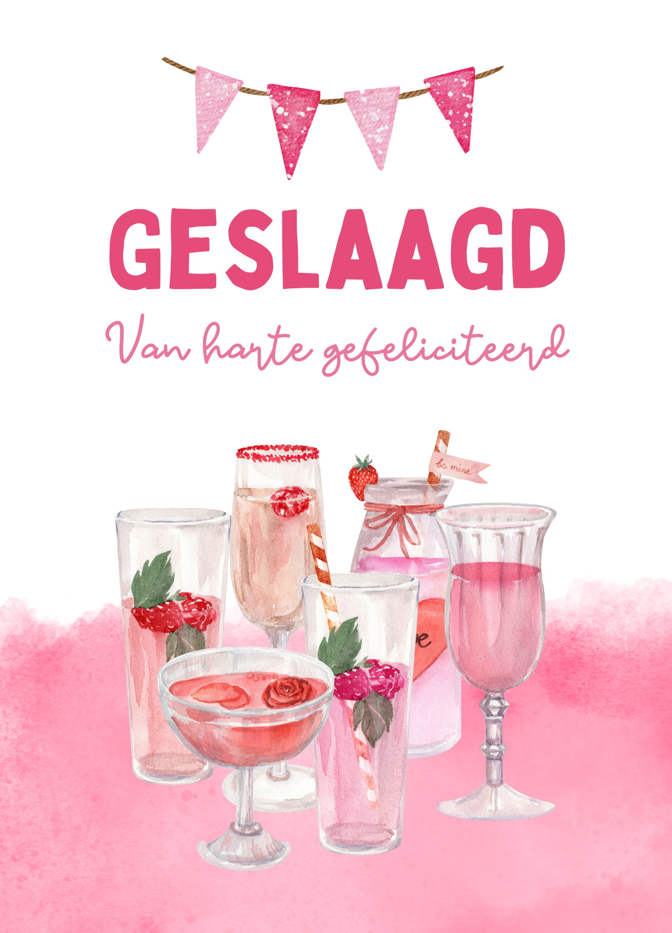 Wenskaart geslaagd- Cocktails