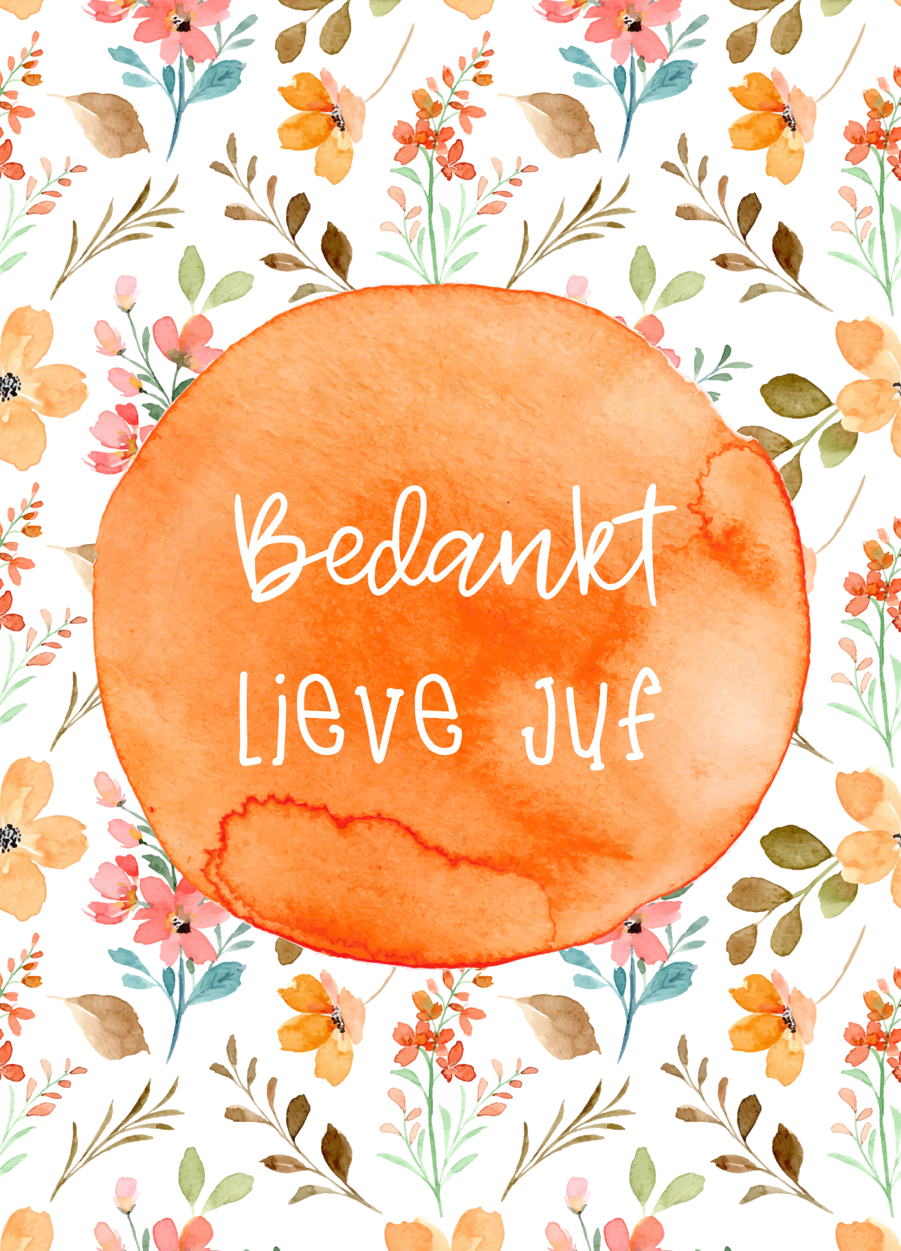 Wenskaart- Bedankt lieve juf - Einde schooljaar