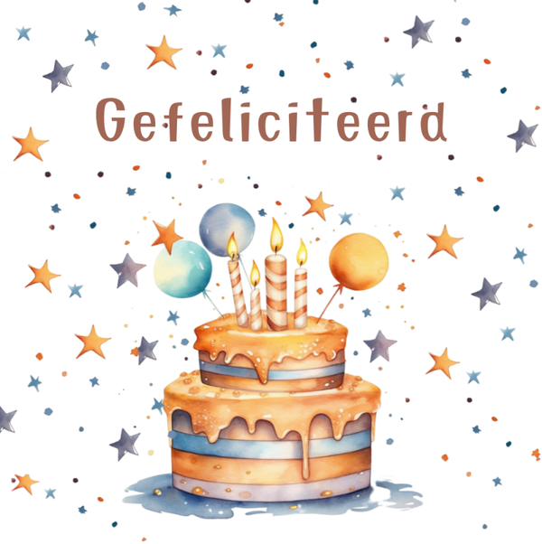 Dubbele wenskaart - Kinderkaart gefeliciteerd taart