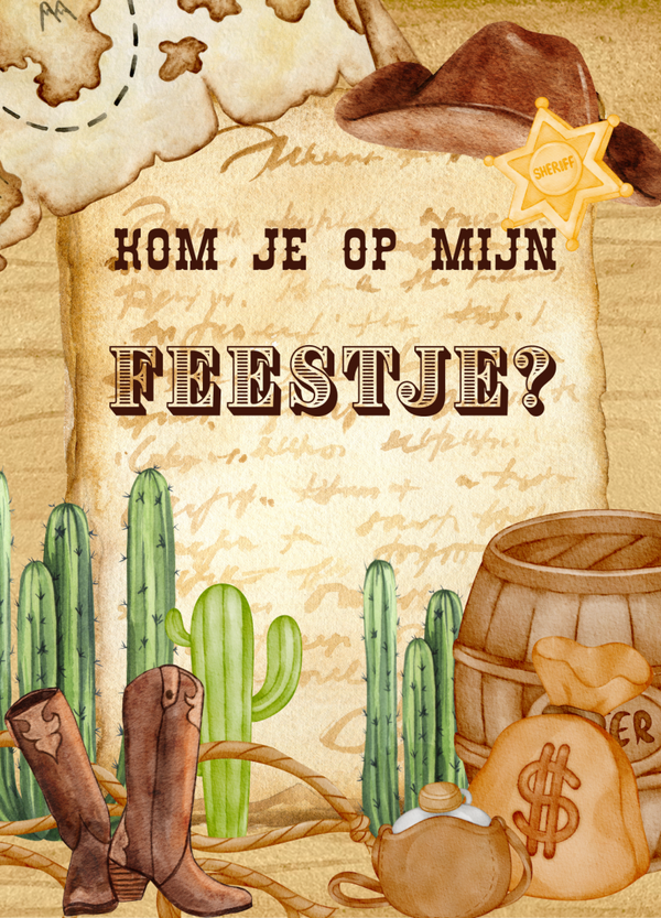 Uitnodiging kinderfeestje- Wild west